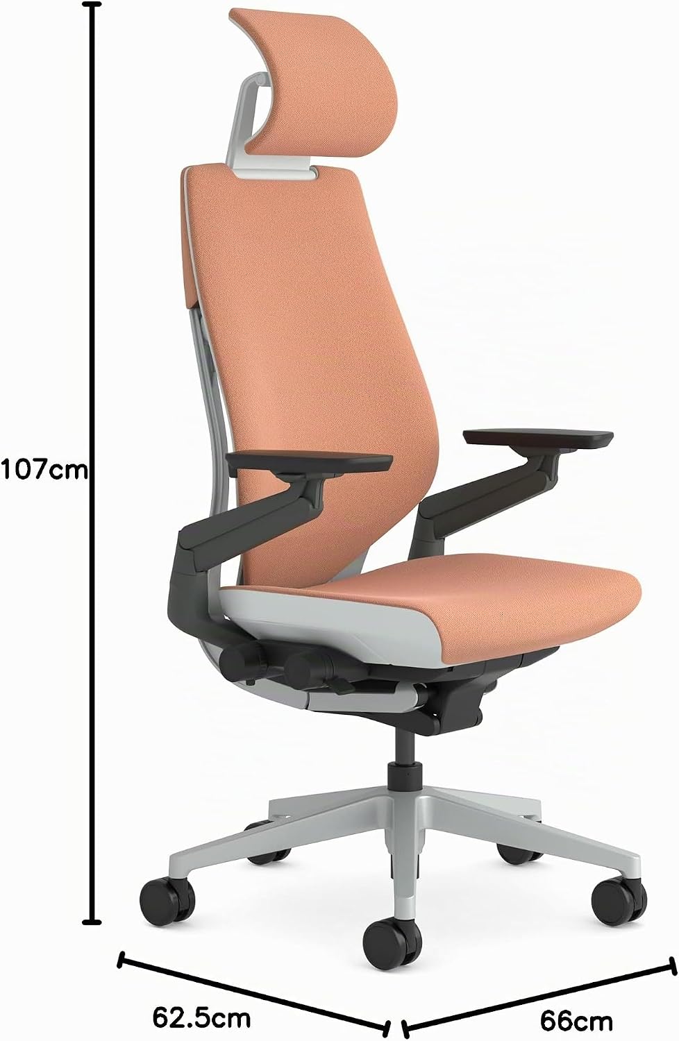 Steelcase Gesture Ergonomischer Bürostuhl mit 360° Armlehnen, 3D-Live Back Lumbalstütze, anpassbarer