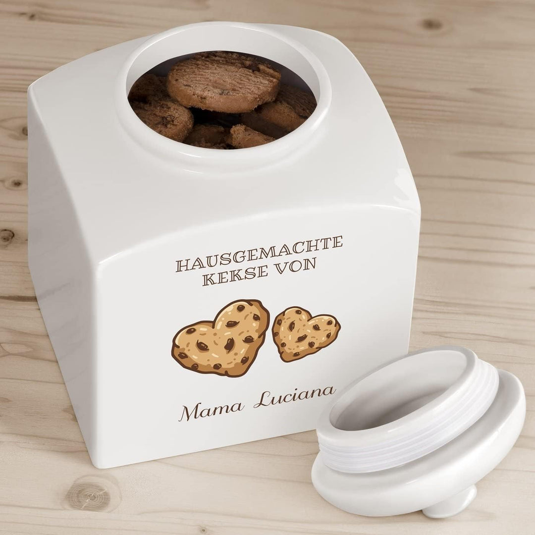 Maverton Keramik Keksdose mit Aufdruck - Vorratsbehälter mit Deckel - Vorratsglas personalisiert - G