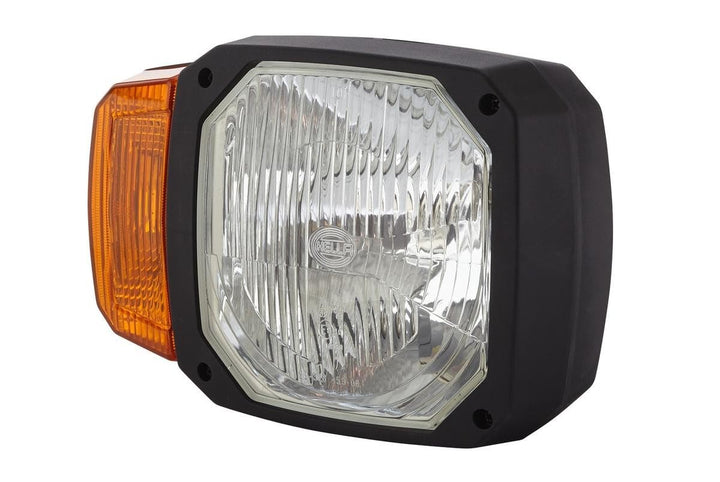 HELLA - Halogen-Hauptscheinwerfer - 12V - Einbau - Lichtscheibenfarbe: gelb - Stecker: DEUTSCH Steck