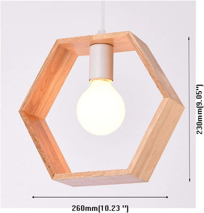 Chrasy Holz Pendelleuchte Pendellampe Hängelampe E27 Deckenleuchte Hängelampe Geometrisch Industrial