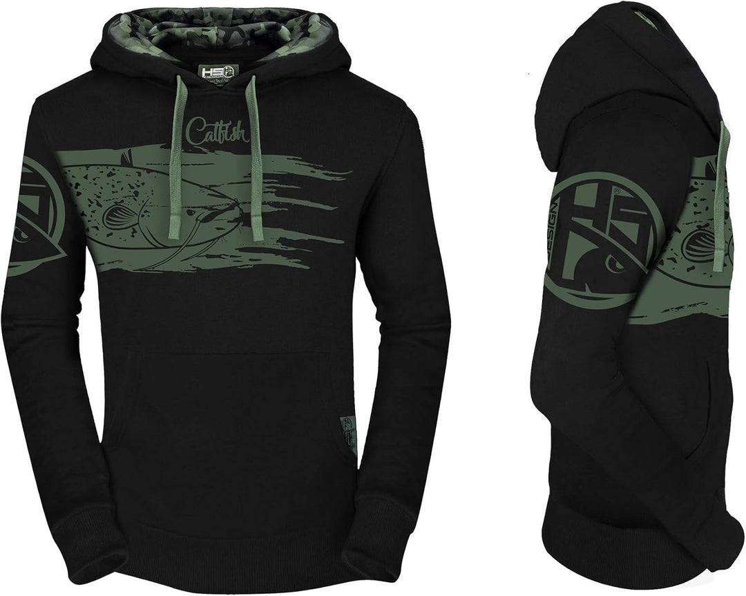 HOTSPOT DESIGN Hoodie Catfish, Schwarz, mit Tarndetail XL Schwarz, XL Schwarz