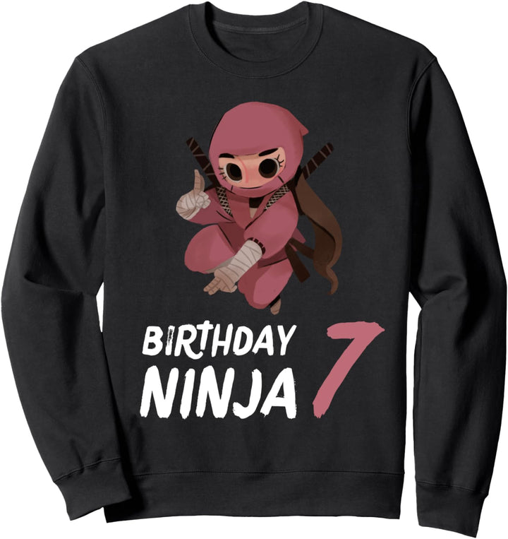 7 Geburtstag Ninja 7 Jahre alte Party Kampfsport Mädchen Sweatshirt