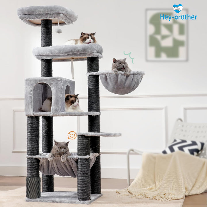 Hey-brother XXL Grosse Kratzbaum für Maine Katze, 168cm Katzenbaum für gross Katzen, mit übergrosser
