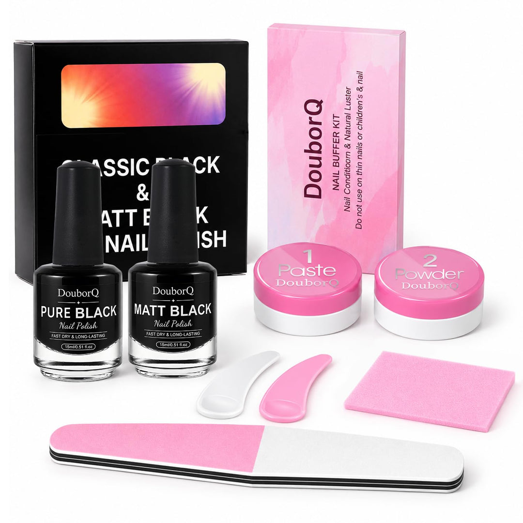 Major Dijit Schwarzer Nagellack Set, Klassisch Matt mit Nagelpflege Set Bllack NBK-Black-kit, Bllack