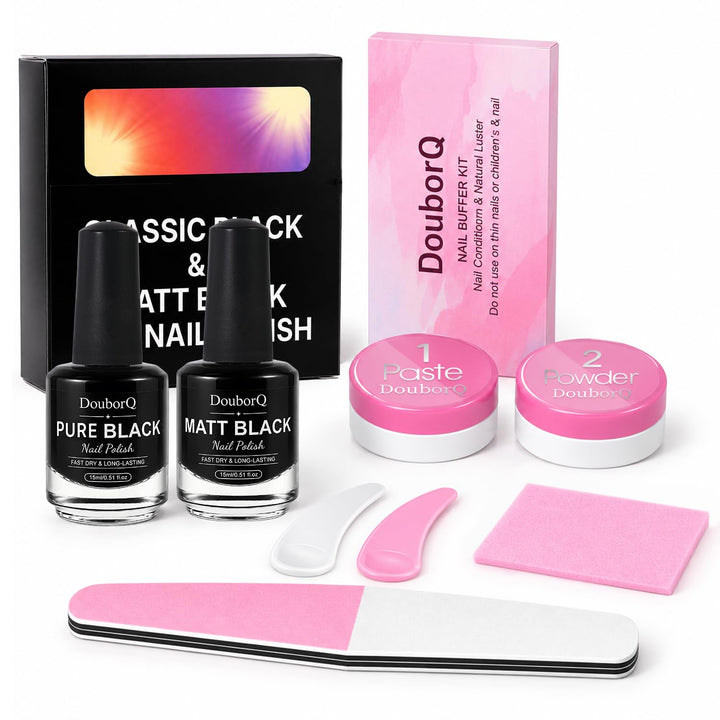 Major Dijit Schwarzer Nagellack Set, Klassisch Matt mit Nagelpflege Set Bllack NBK-Black-kit, Bllack