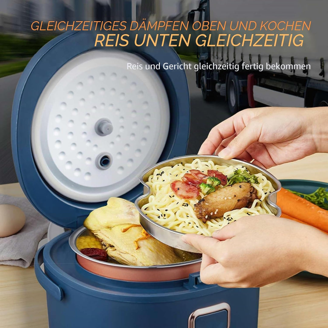 Reiskocher, Reiskocher für Auto, 200 W, Reiskochers Kapazität 2/3 l, tragbarer elektrischer Reiskoch