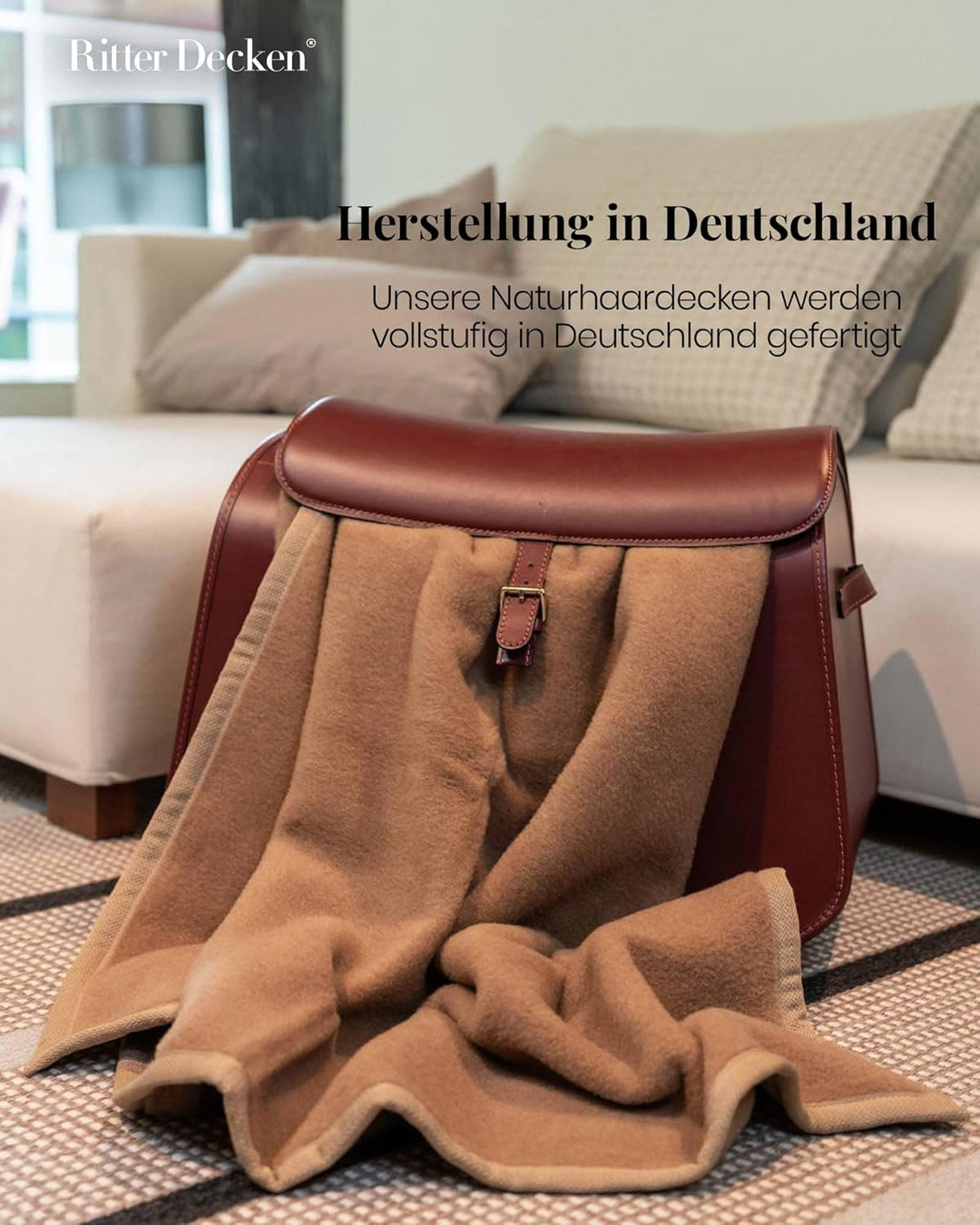 Ritter Decken Kamelhaardecke „Mandarin 150 x 200 cm Kamel (ungefärbt) aus 50% Kamelhaar und 50% Schu