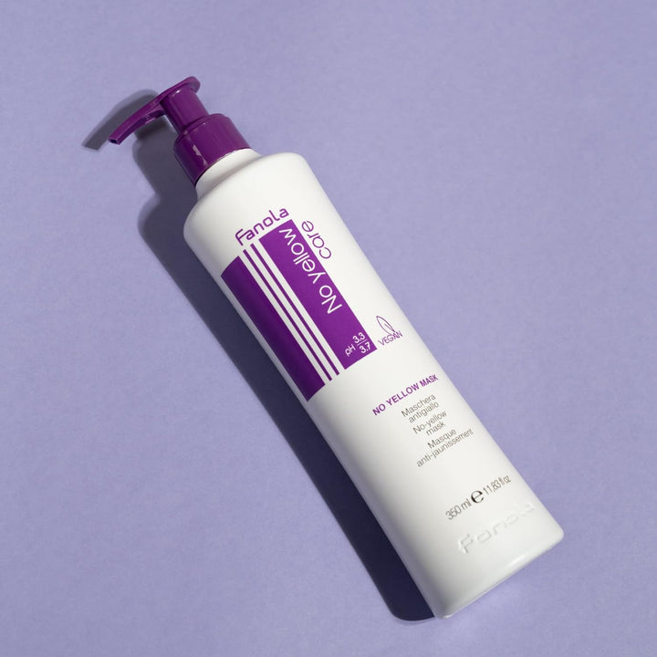 Fanola No yellow Silber-Glanz-Shampoo Anti-Gelbstich, 350 ml & No Yellow Mask neutralisiert Gelbtöne