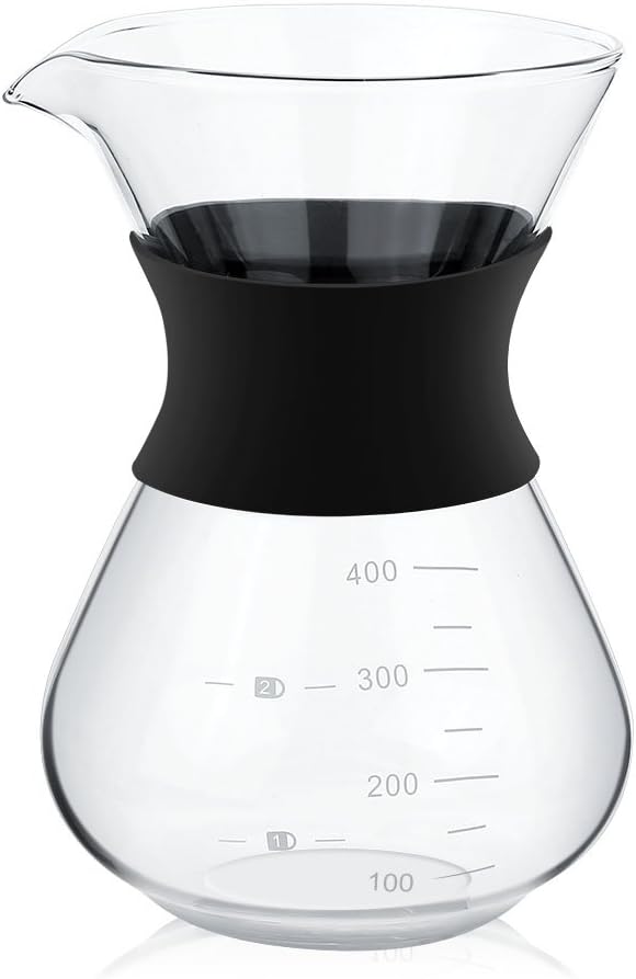 Aramox Handgebrühte Glaskaffeekanne, Kaffeekanne Glas, Tropfmaschine mit Echtholzhülse, manuell, Kaf