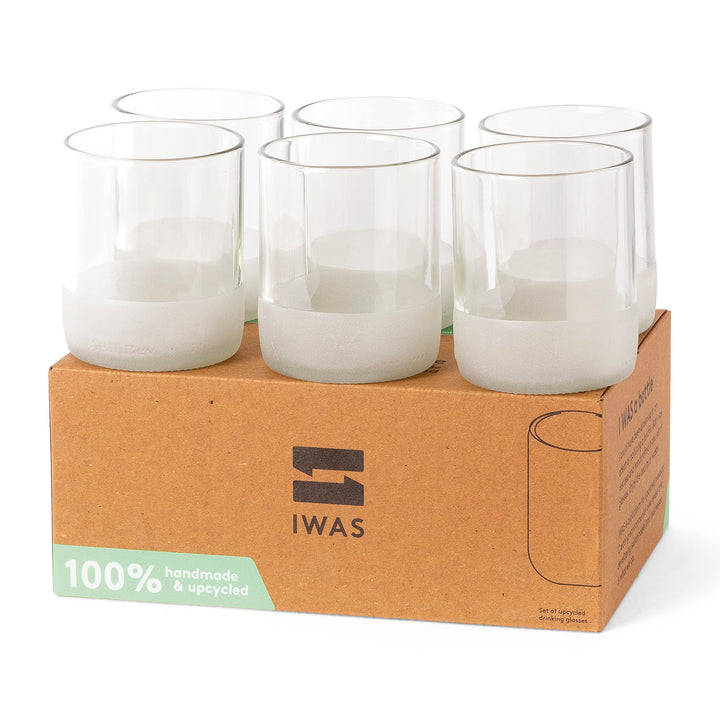 IWAS Upcycling-Trinkgläser, transparent, 250 ml, 6 Stück