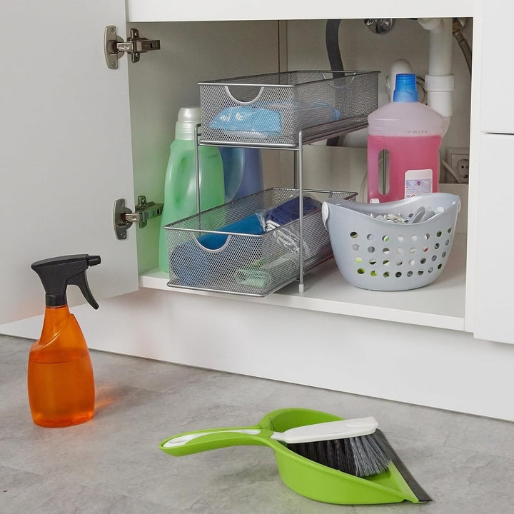 Relaxdays Küchen, 2 Ausziehkörbe, Etagenregal aus Metall, H x B x T: 32 x 19 x 35,5 cm, Bad Organize