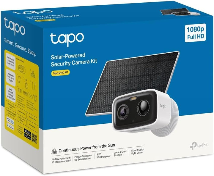 Tapo C400 KIT 1080p Solar Überwachungskamera für aussen, Farbnachtsicht, WLAN 2,4 GHz, Zwei-Wege-Aud