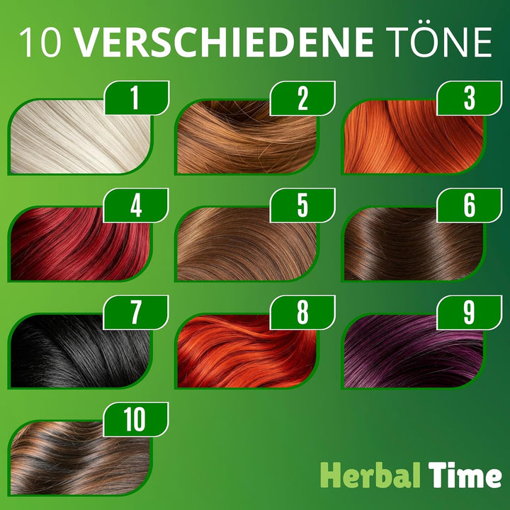 Herbal Time Schwarz 7 | Pflanzenhaarfarbe als Haarfarben-Creme mit Henna | Gebrauchsfertig | Deckt g