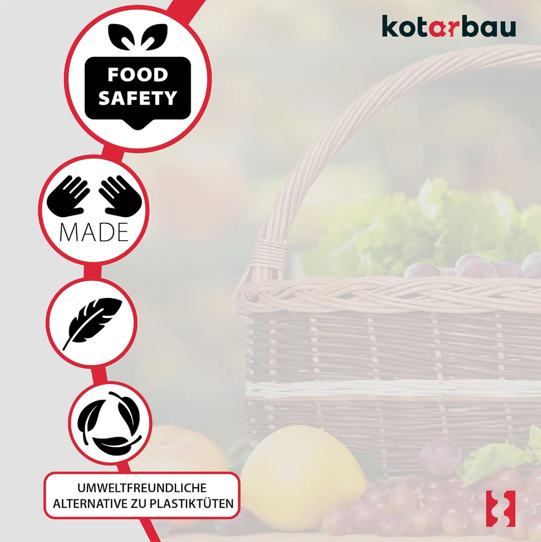 KOTARBAU® Weidenkorb Einkaufskorb geflochten 420 x 280 mm Korb aus Weide Braun gross Einkaufskorb ge