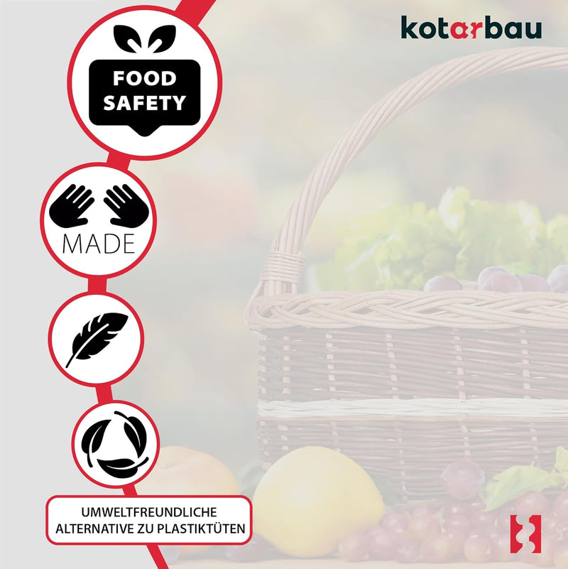 KOTARBAU® Weidenkorb Einkaufskorb geflochten 420 x 280 mm Korb aus Weide Braun gross Einkaufskorb ge