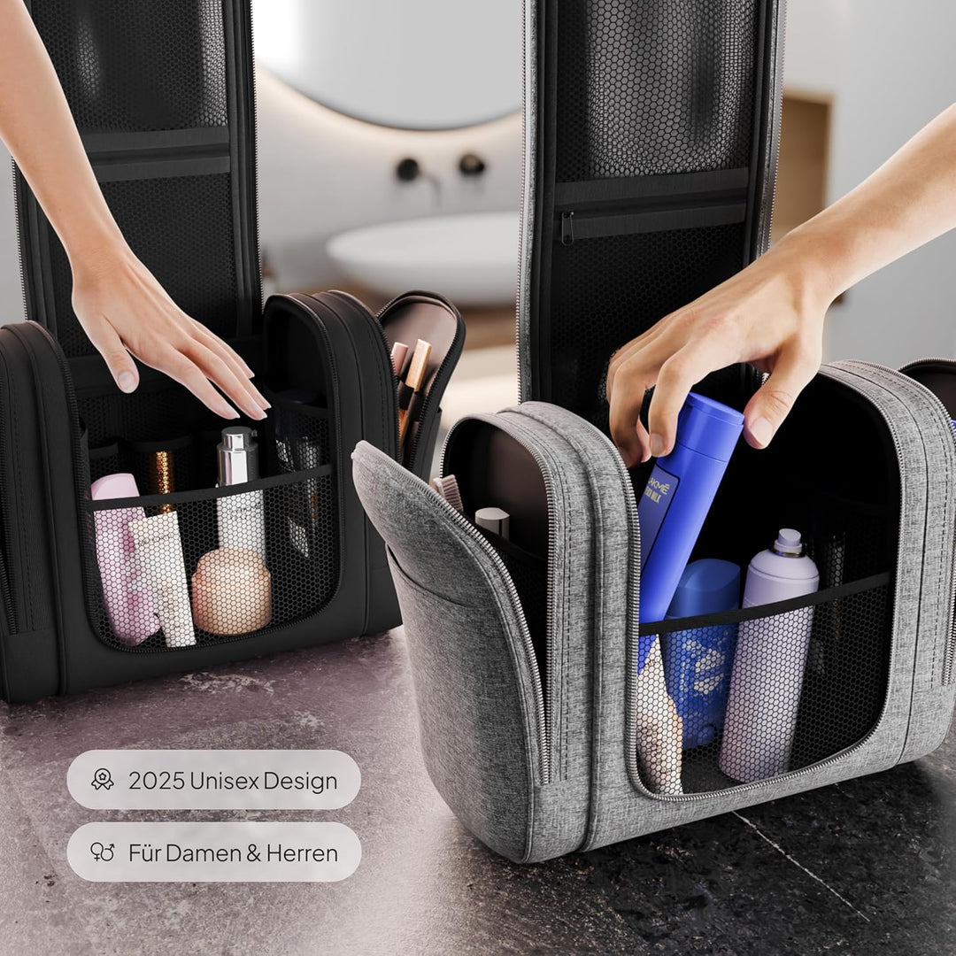 Kulturbeutel XXL [9 Liter Stauraum, Design 2025] - Kulturtasche, Kosmetiktasche Gross zum Aufhängen,
