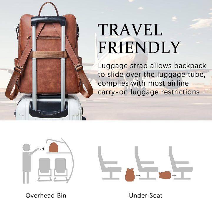 Shrrie rucksack damen elegant geeignet für 15,6Zoll-Notebooks Langlebig wasserdicht Damen aus Leder
