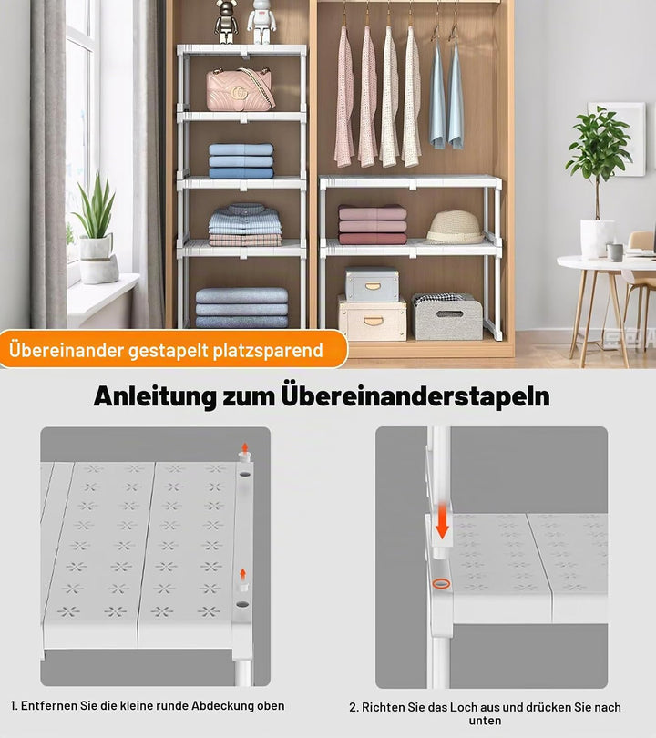 Erweiterbares Schrankregal, Verstellbare Kleiderschrank Organizer Rack, Stapelbar Aufbewahrungsorgan