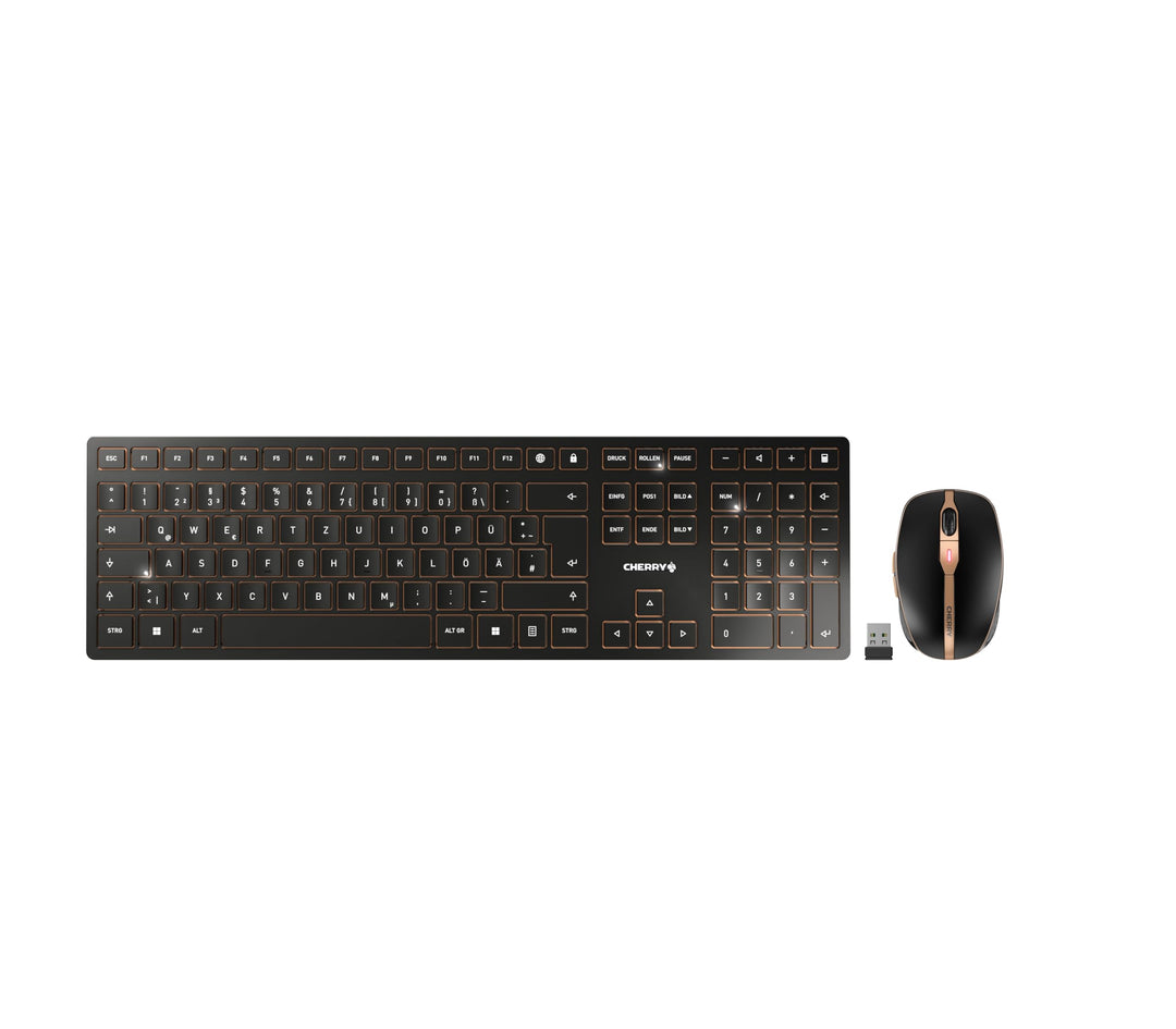 CHERRY DW 9100 SLIM, Kabelloses Tastatur- und Maus-Set, Deutsches Layout (QWERTZ), Bluetooth & 2,4 G