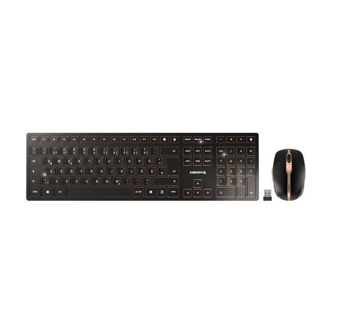 CHERRY DW 9100 SLIM, Kabelloses Tastatur- und Maus-Set, Deutsches Layout (QWERTZ), Bluetooth & 2,4 G
