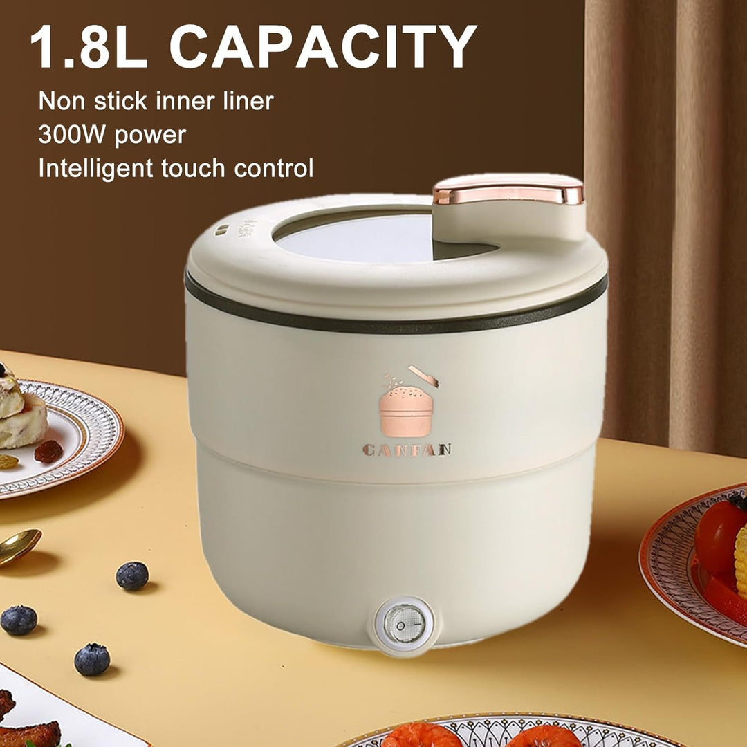 Fockety Digitaler Reiskocher, 300 W, 1,8 L Doppelte Schichten Getreidekocher Anti-Verbrühung Anti-St
