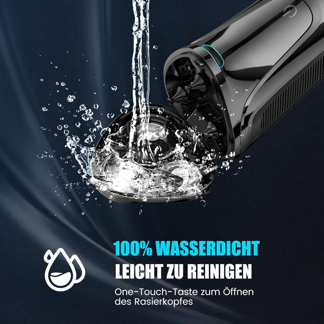 Brightup Rasierer Herren Elektrisch mit 4D-Schwebekopf, Kabellos LED Elektrischer Nass- und Trockenr