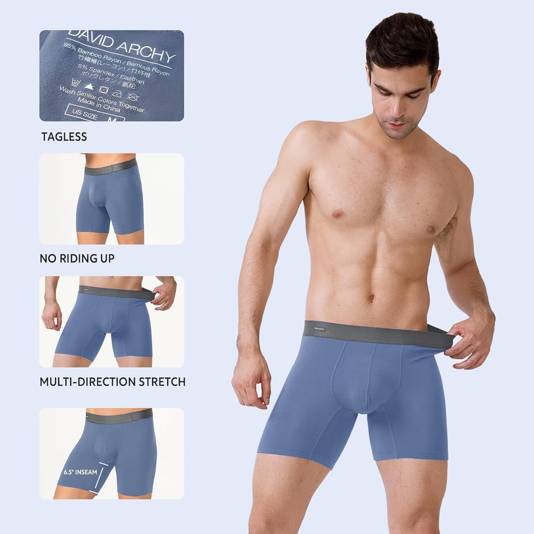DAVID ARCHY 3/4er Pack Boxershorts, Weich, Hautfreundlich und Luftdurchlässig, Unterwäsche mit Beute