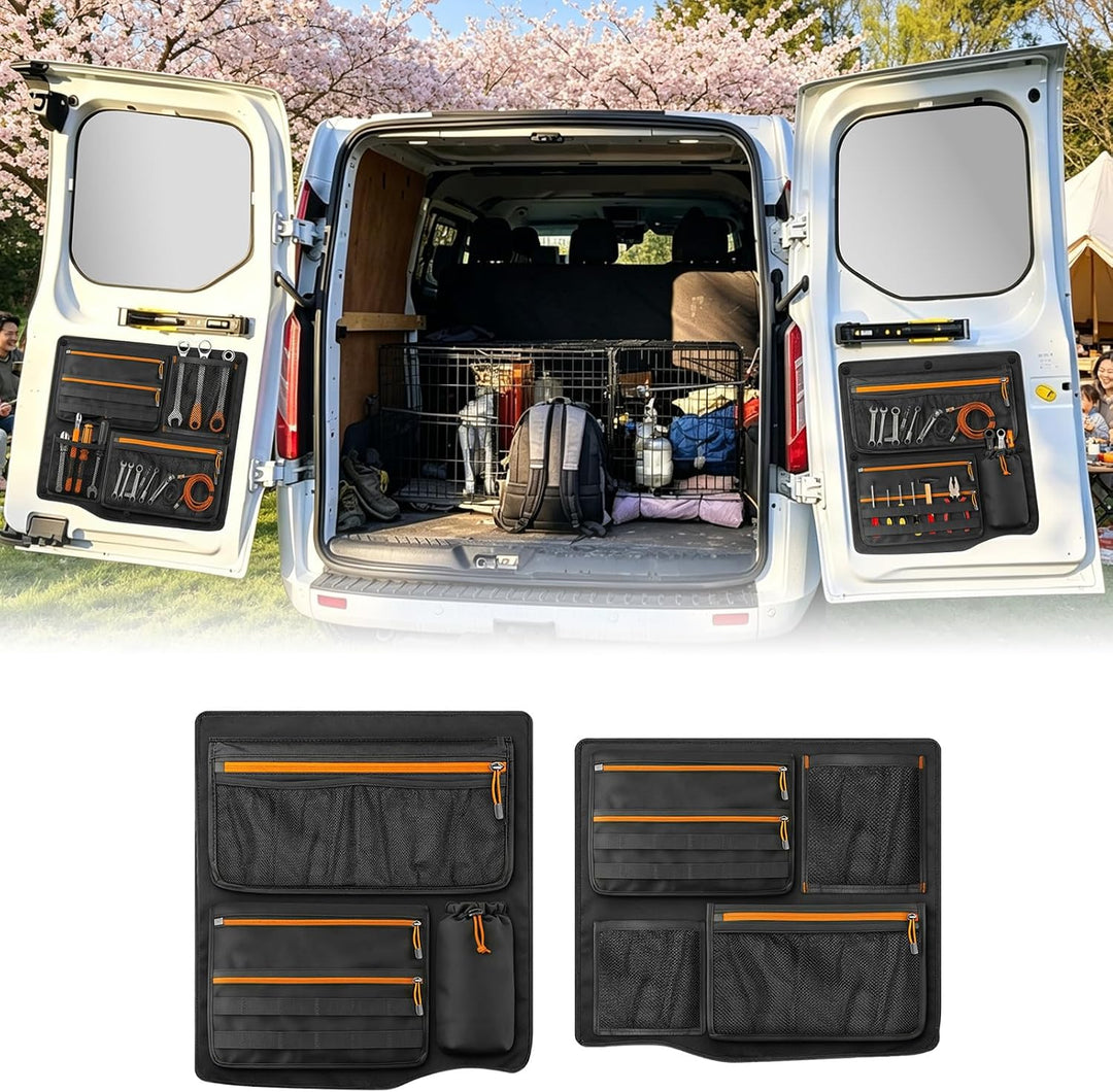 2PCS Scheunentor Aufbewahrungsorganizer kompatibel mit Ford Transit Custom 2006-2023, Taschen-Organi