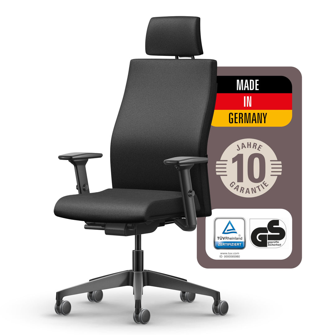 Interstuhl Edge Soft PRO Ergonomischer Bürostuhl mit Kopfstütze – Nachhaltig, Made in Germany, 10 J.