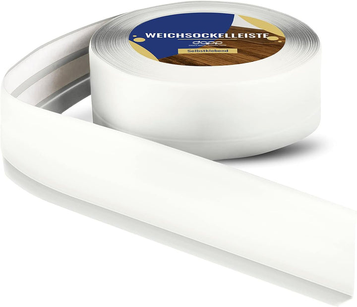 DQ-PP WEICHSOCKELLEISTE | 10m | weiss | 50x15mm | PVC | selbstklebend | Knickwinkel Fussleisten Gumm