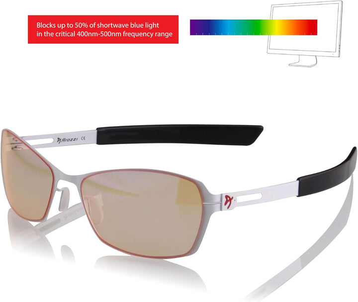 Arozzi Visione Blue Light Blocking Gaming/Office Glasses, Reduce Eye Soreness, Filters 99% of UV, He