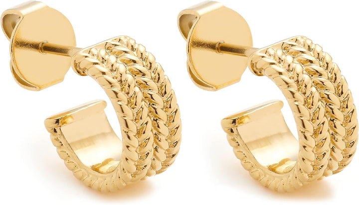 Leonardo Jewels Theresia Ohrringe, Creolen-Stecker aus Edelstahl, gold Zopf-Muster Kordel-Optik,1,1