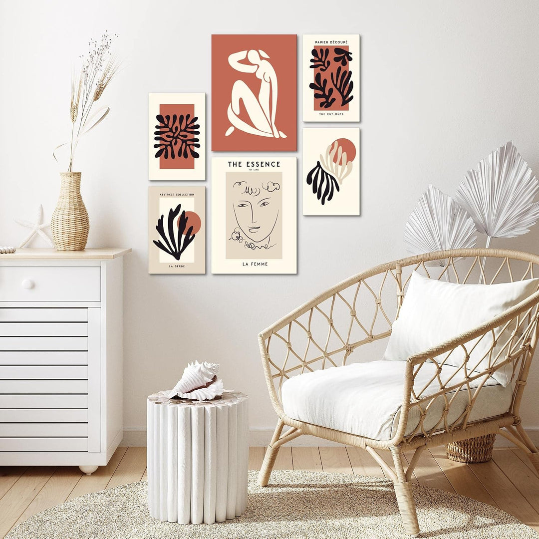 Novart Bilder Set - AUFHÄNGFERTIG - KEIN EXTRA RAHMEN BENÖTIGT - Matisse Modern Vintage Abstrakt - W