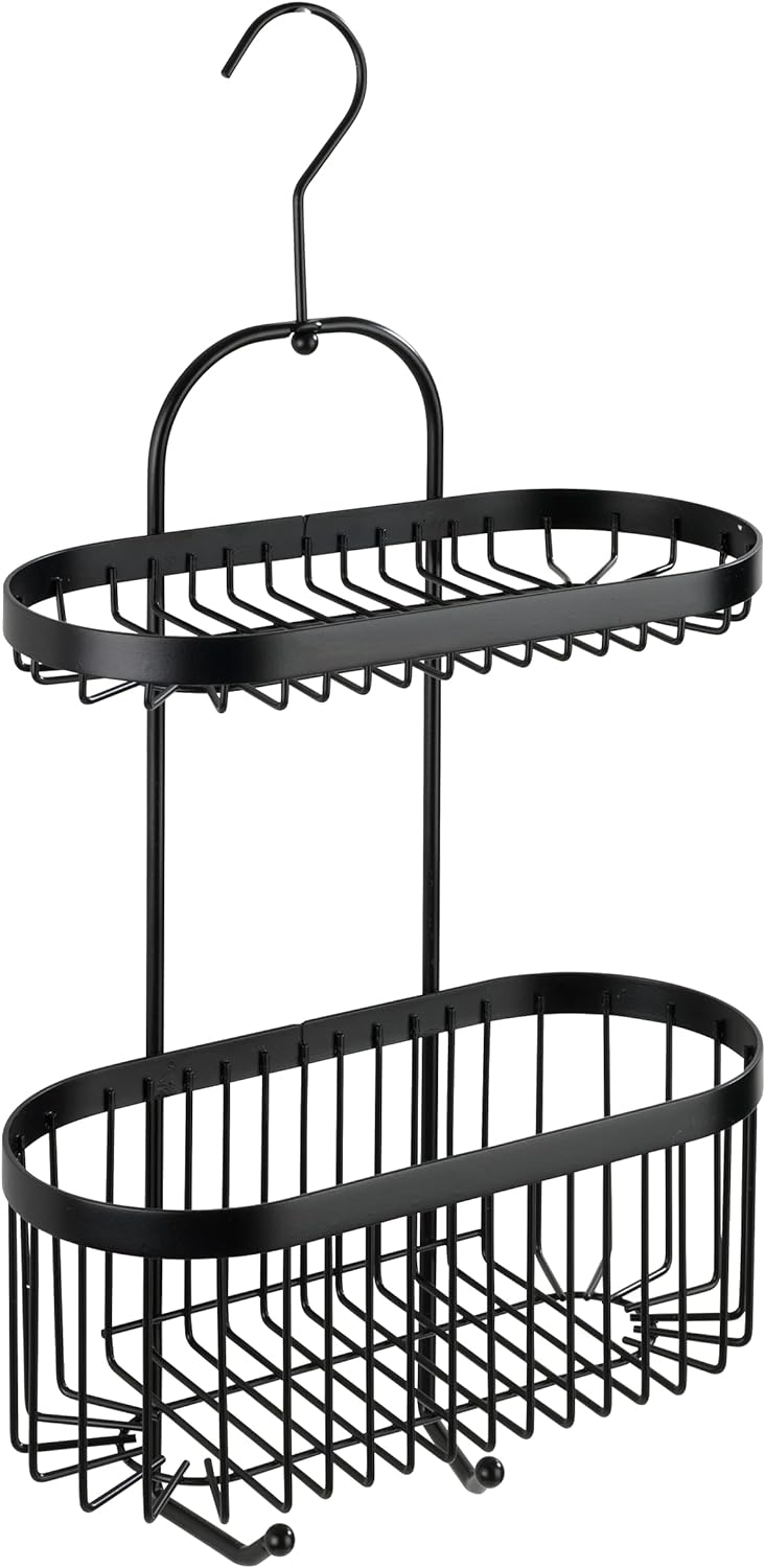 WENKO Bad-Caddy Classic Plus Black - Duschregal, Wandkorb mit hochwertigem Rostschutz, Stahl, 26.5 x