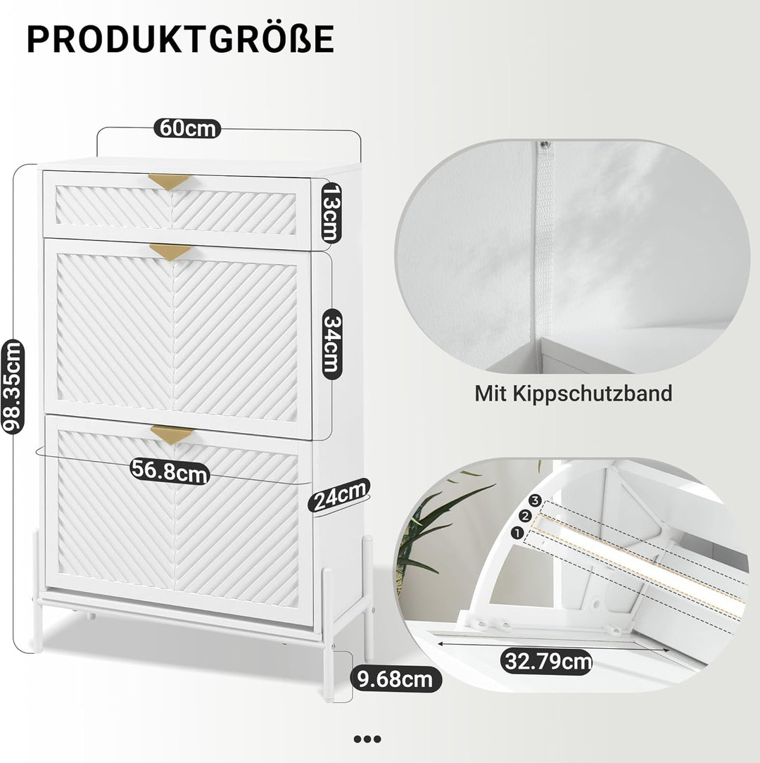 Schmal Schuhschrank mit 2 Klappen platzsparender, Schmaler Geschlossen Schuhregal Schuh Schrank Schu