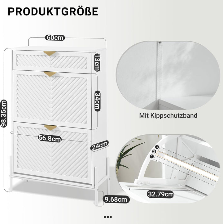 Schmal Schuhschrank mit 2 Klappen platzsparender, Schmaler Geschlossen Schuhregal Schuh Schrank Schu