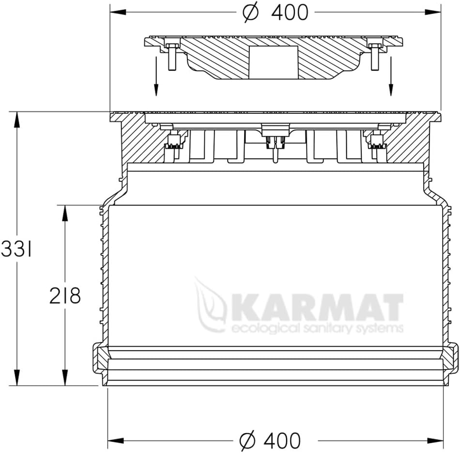 KARMAT Schachtabdeckung PS400 Schachtdeckel DN400 A15 Wasserdicht Geruchverschluss Kunstoff Rund Vol