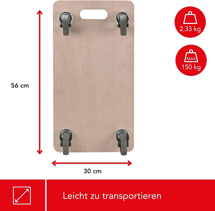 TOOLLAND - QT106 Sperrholz Transport-Roller, 150 kg Maximal Tragkraft, 56 cm Länge x 30 cm Breite 17
