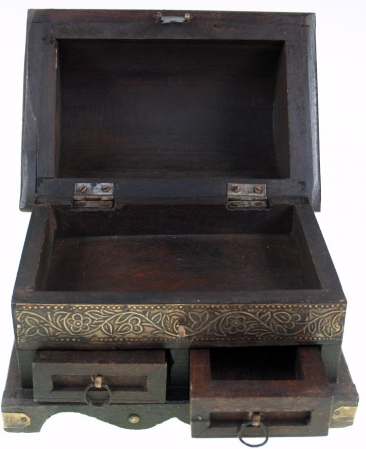 GURU SHOP Rustikale Kleine Schatztruhe, Holzschachtel, Schmuck Dose - Modell 7, Braun, 15x20x15 cm,
