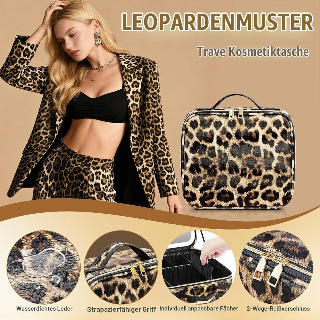 Reise-Makeup-Tasche Kosmetiktasche Make up Organizer Tasche mit grossen beleuchteten Spiegel 3 Farbe
