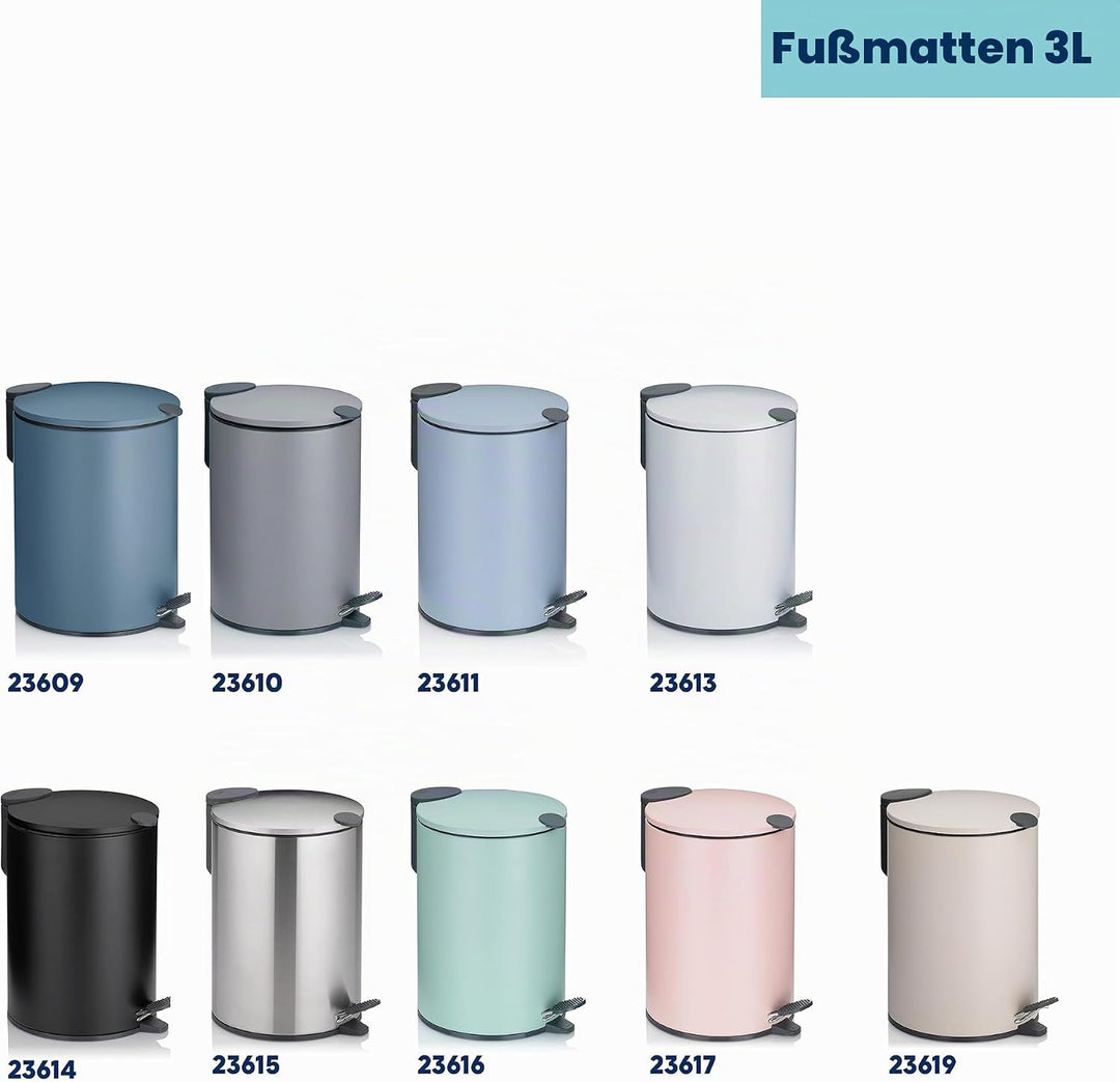 kela Kosmetikeimer 3l blau matt, Silent-Close-Deckel, Tretmülleimer Badezimmer MATS, Badmülleimer mi