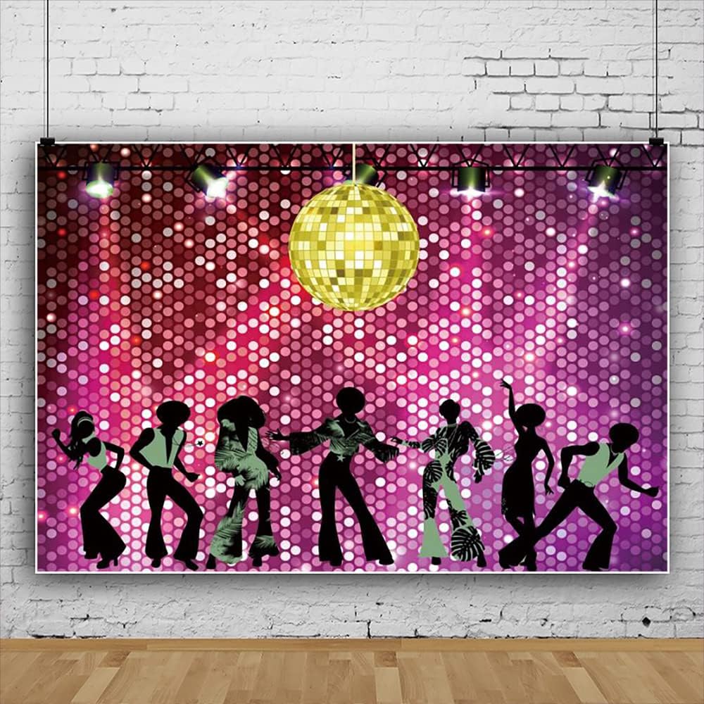 Renaiss 1.8x1.2m Disco Party Hintergrund Glänzende Neon Nacht 70er 80er 90er Disco Fieber Tänzer Fot