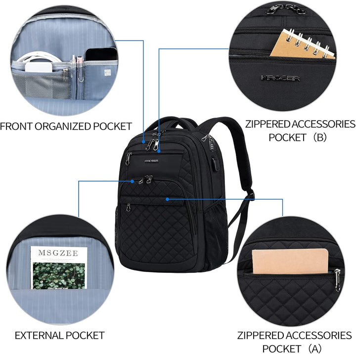 KROSER Laptop Rucksack 17,3'' Business Rucksack Schulrucksack Grosser Wasserdicht Taschen Reise Back