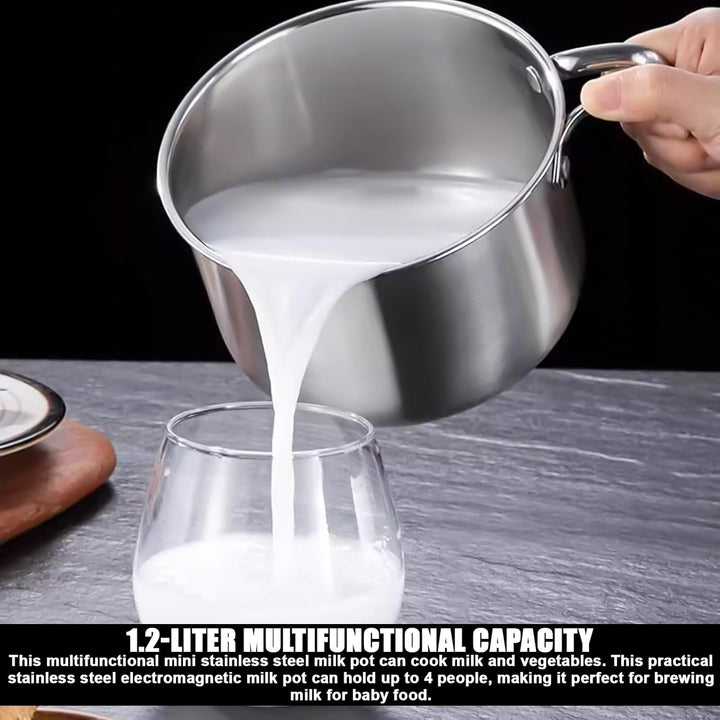 Induktions Milchtopf Edelstahl: Mini Milchtopf 14cm, Baby Nahrung Zubereitung für Milch & Brei (304