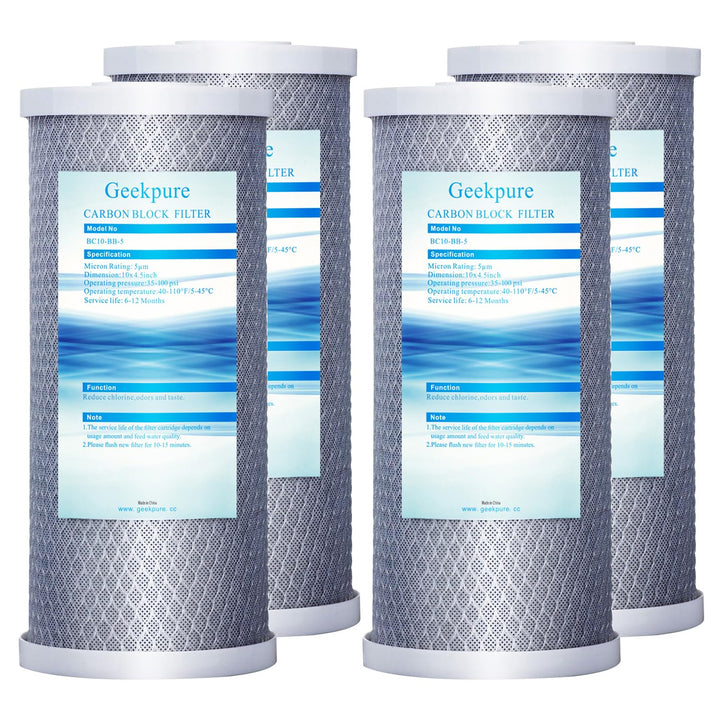 Geekpure 4,5 "x 10" Carbon Block Ersatzfilter für ganzes Haus Wasserfiltrationssystem 5 Mikron -Pack