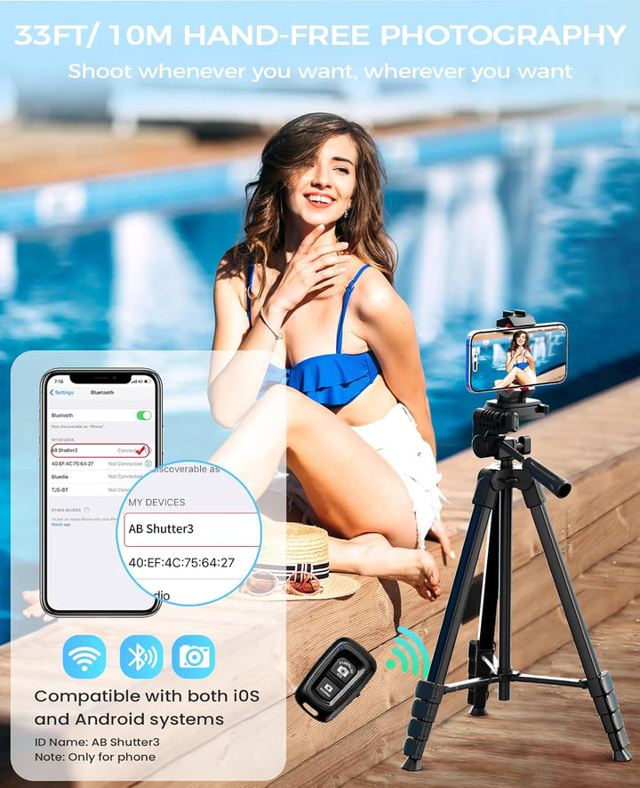 MACTREM 170 cm Aluminium Handy Stativ, Kamera Stativ für Smartphone iPad iPhone Tablet mit 2-in-1 Ha