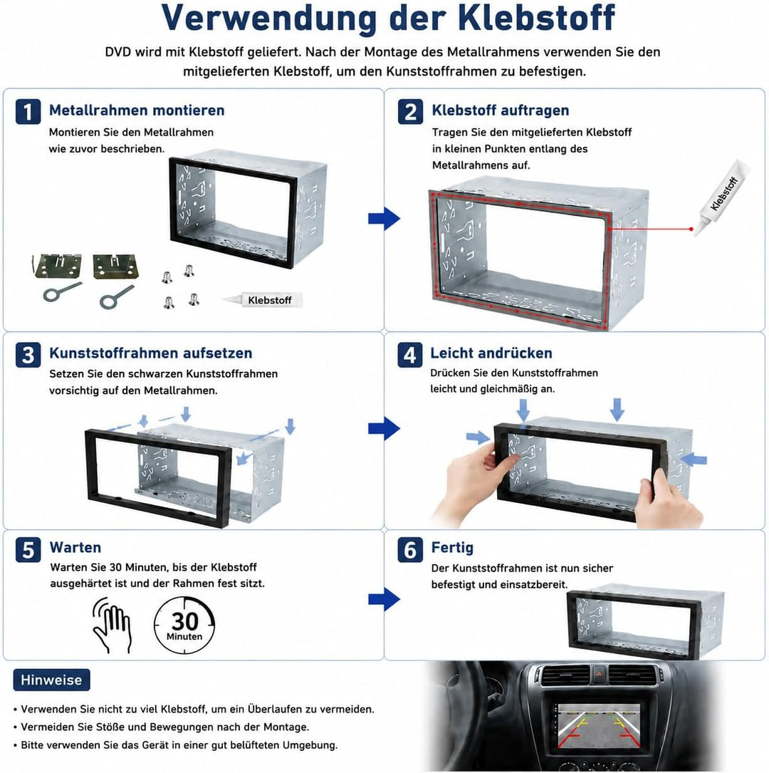 Auto Radio Montage Rahmen 2DIN Doppel Metallrahmen Halterung Faszienmontageset für Doppel DIN Auto R