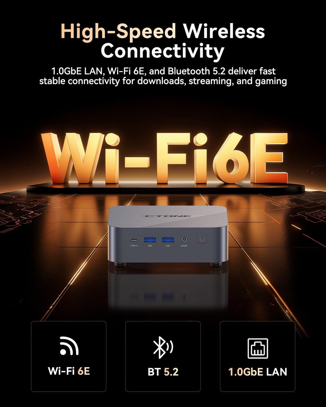CTONE M2 Mini PC Intel Core i9-14900HX (bis 5,8 GHz), 32GB DDR4 1TB NVMe SSD, WiFi 6E, Bluetooth 5.3