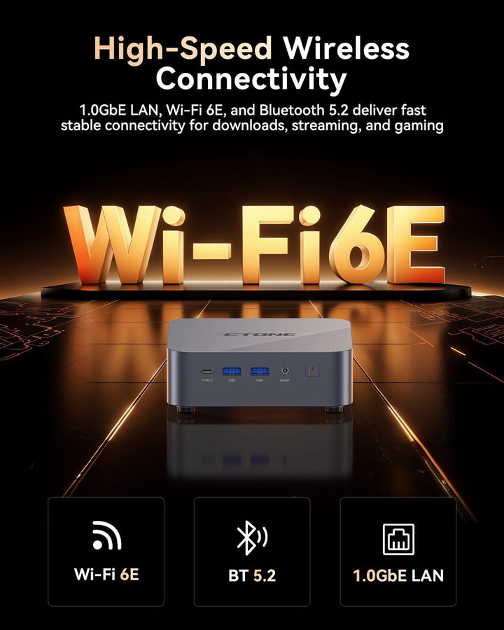 CTONE M2 Mini PC Intel Core i9-14900HX (bis 5,8 GHz), 32GB DDR4 1TB NVMe SSD, WiFi 6E, Bluetooth 5.3