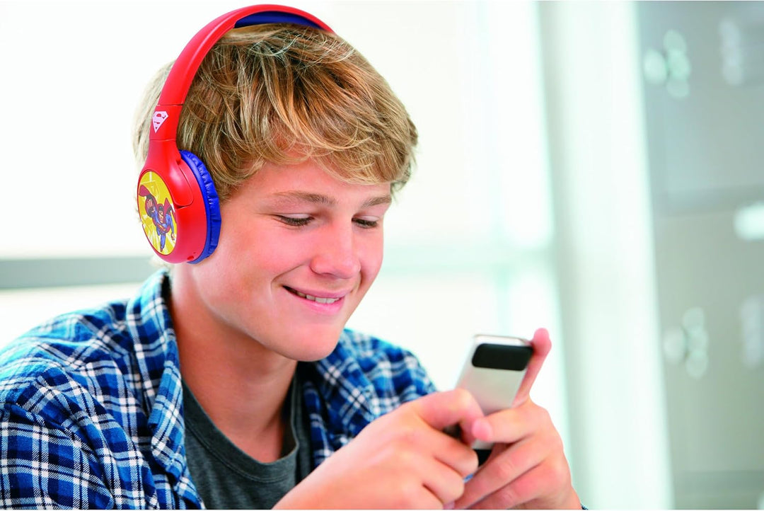 Lexibook - Superman - Kinderkopfhörer 2-in-1 Bluetooth und Kabel – Stereo, kabellos, mit Kabel, laut
